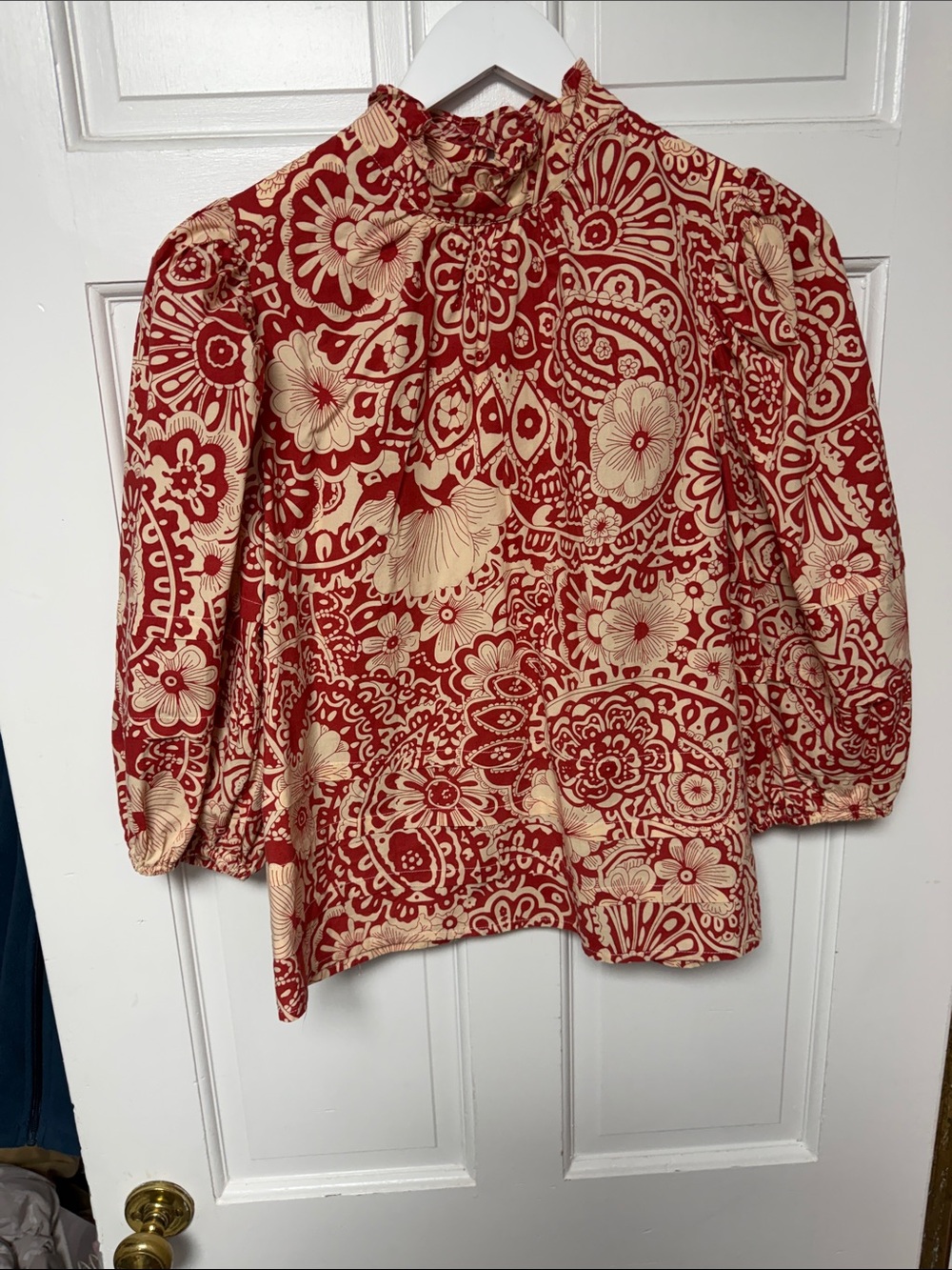 Woman’s Red & Cream Floral Top